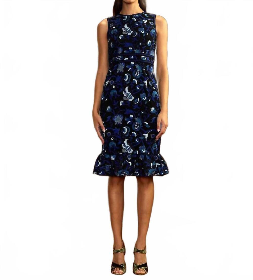 NEW CYNTHIA ROWLEY eve embroidered dress in blue